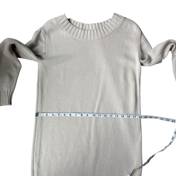 Vince Women's Ivory Wool Blend Knit Boatneck Sweater Midi Long Sleeve Dress Sz M - Picture 12 of 15